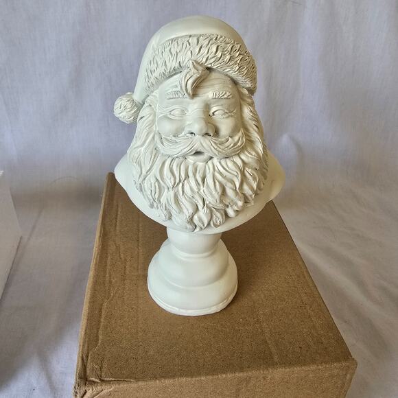 Neutral Santa Bust Christmas Tabletop Xmas Decor, White, Holiday Time 5.75" NIB - Picture 1 of 12
